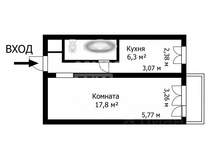 1-к кв. Томская область, Томск ул. Суворова, 10 (32.0 м) - Фото 1