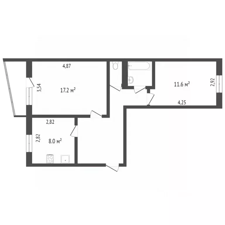 2-к кв. Ханты-Мансийский АО, Сургут просп. Ленина, 61 (52.9 м) - Фото 1