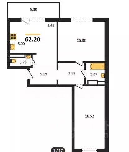 2-к кв. Челябинская область, Челябинский городской округ, пос. ... - Фото 2