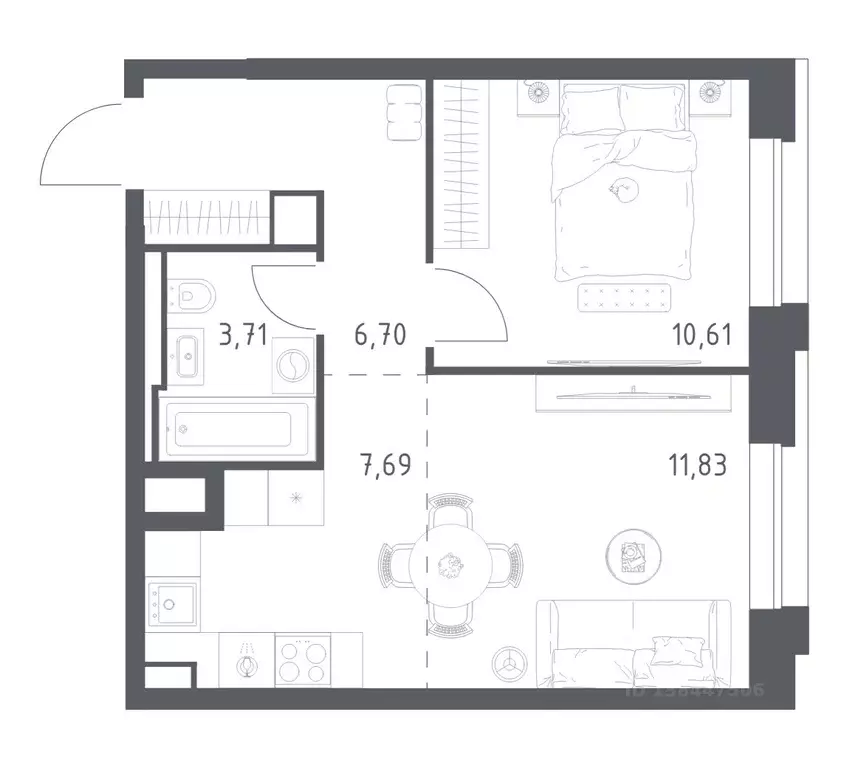 1-к кв. Москва Верейская 41 жилой комплекс, 1.1 (40.54 м) - Фото 1