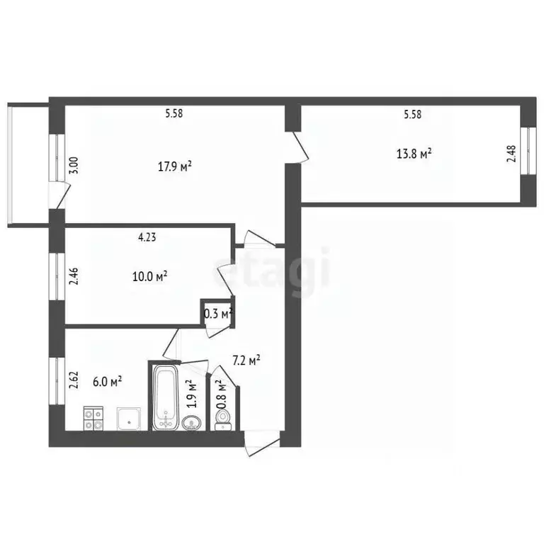 3-к кв. Севастополь просп. Победы, 32 (57.9 м) - Фото 2