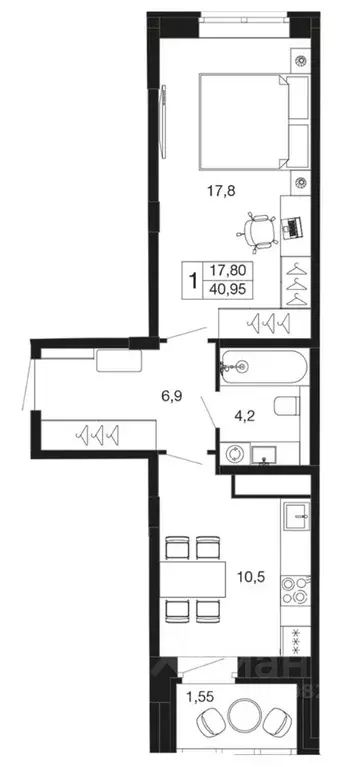 1-к кв. Московская область, Апрелевка Наро-Фоминский городской округ, ... - Фото 1