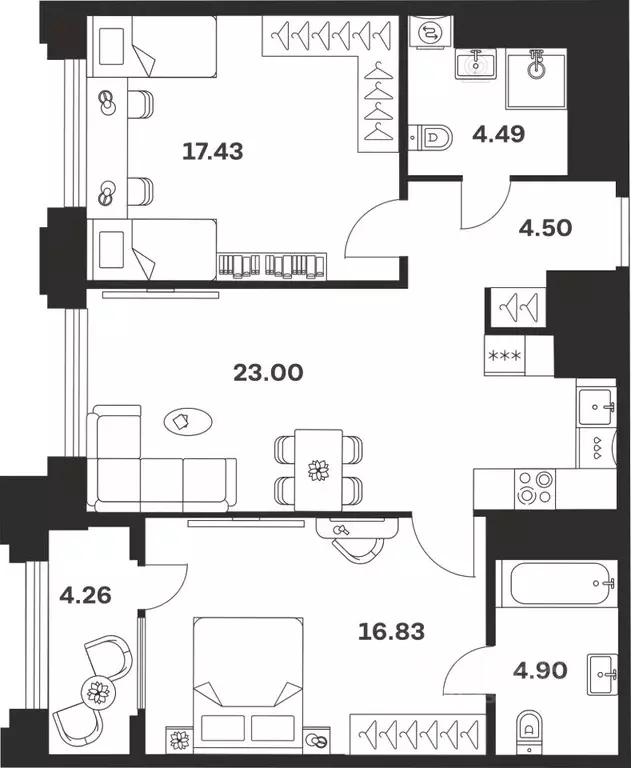 2-к кв. Тульская область, Тула ул. Болотникова, 4 (75.41 м) - Фото 1