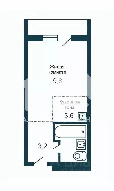 Студия Новосибирская область, Новосибирск ул. Виктора Уса, 15 (20.0 м) - Фото 2