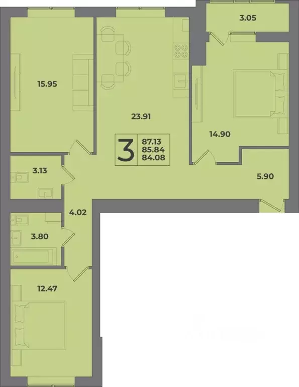 3-к кв. Калининградская область, Калининград Коммунистическая ул. ... - Фото 1