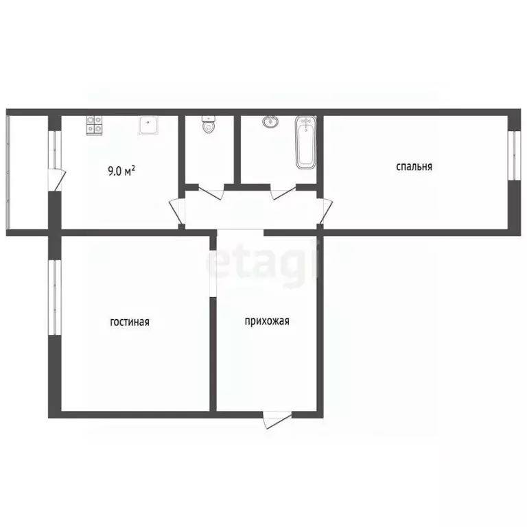 2-к кв. Московская область, Клин ул. Калинина, 1 (48.4 м) - Фото 2