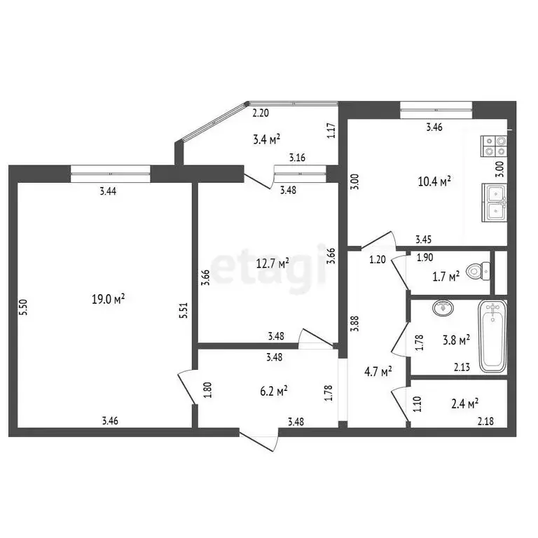 2-комнатная квартира: Орёл, бульвар Молодёжи, 4 (60 м) - Фото 1