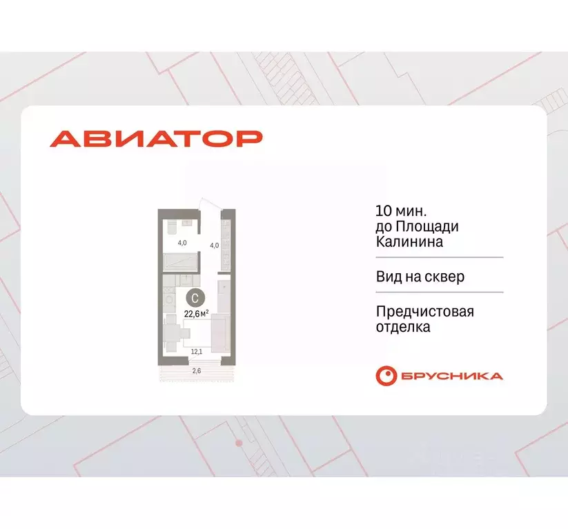 Студия Новосибирская область, Новосибирск ул. Аэропорт, 88 (22.62 м) - Фото 0
