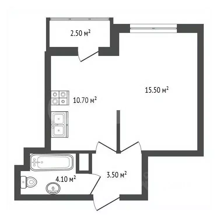 1-к кв. Санкт-Петербург ул. Руднева, 14к2 (33.2 м) - Фото 2