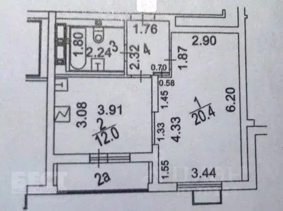 1-к кв. Москва ул. Генерала Глаголева, 11К1 (40.4 м) - Фото 2
