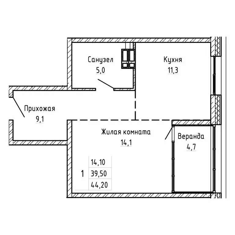 1-комнатная квартира: Владивосток, Днепровская улица, 25к5 (44.2 м) - Фото 1