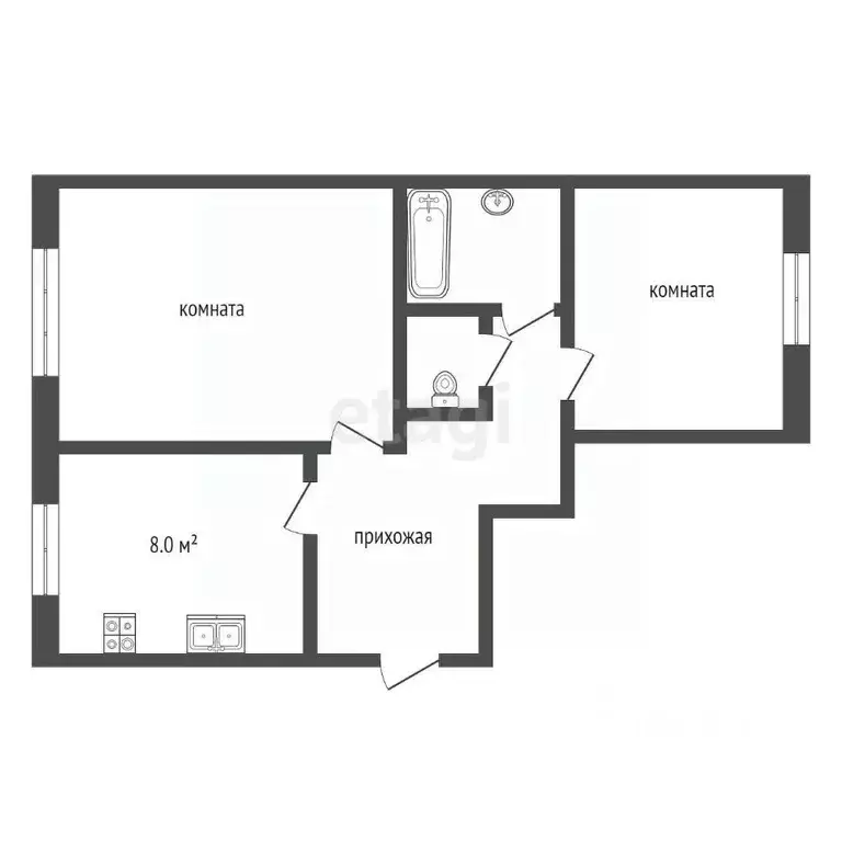 2-к кв. Камчатский край, Вилючинск Спортивная ул., 5 (50.4 м) - Фото 1