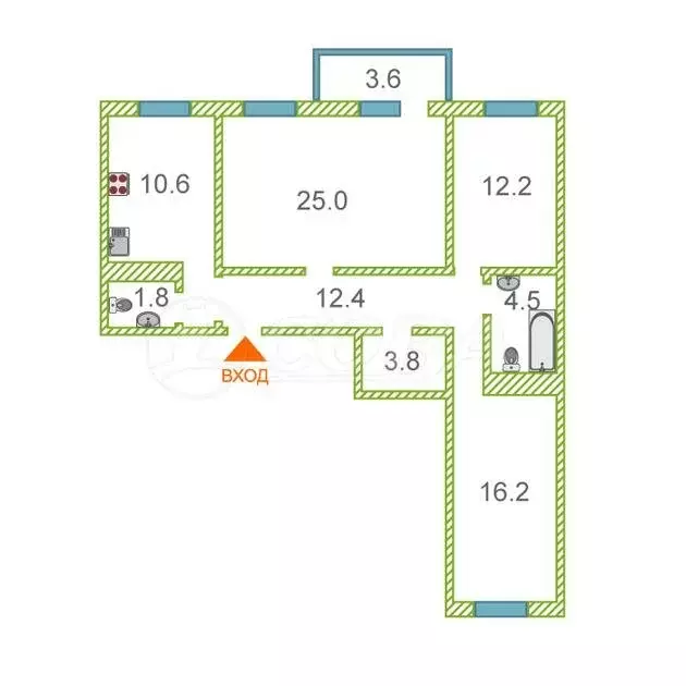 3-комнатная квартира: Тюмень, улица Василия Гольцова, 4 (87 м) - Фото 1