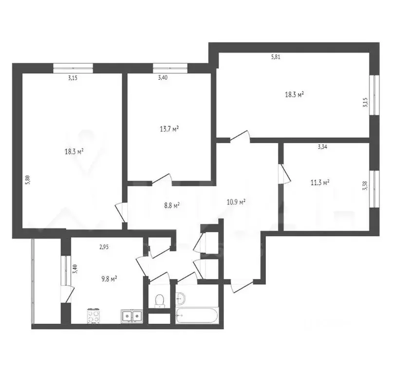 4-к кв. Москва Фестивальная ул., 4 (96.0 м) - Фото 1