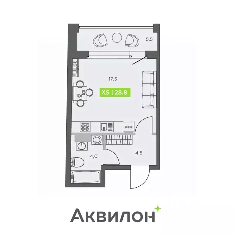 Студия Санкт-Петербург бул. Головнина, 4 (28.8 м) - Фото 0