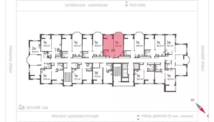 1-к кв. Санкт-Петербург ул. Дыбенко, 3 (49.0 м) - Фото 1