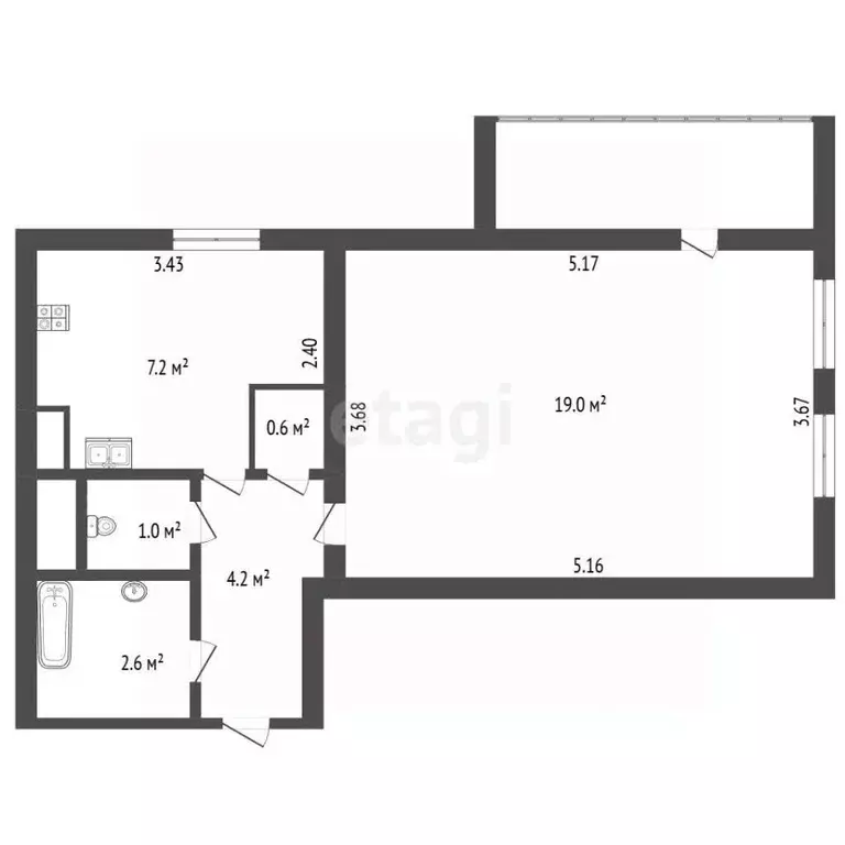 1-к кв. Санкт-Петербург Пискаревский просп., 21К2 (36.5 м) - Фото 2