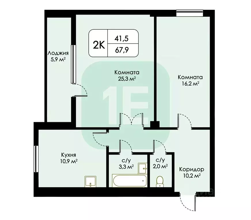 2-к кв. Новосибирская область, Новосибирск ул. Сибревкома, 7/1 (67.9 ... - Фото 1