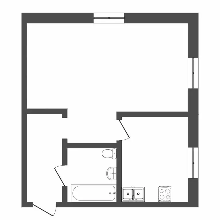 1-комнатная квартира: Тюмень, микрорайон Мыс, улица Ершова, 11 (30.8 ... - Фото 1