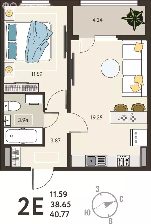 1-комнатная квартира: Курск, микрорайон Курского Завода Тракторных ... - Фото 1