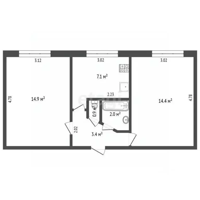 2-к кв. Мордовия, Саранск ул. Розы Люксембург, 26 (42.7 м) - Фото 1