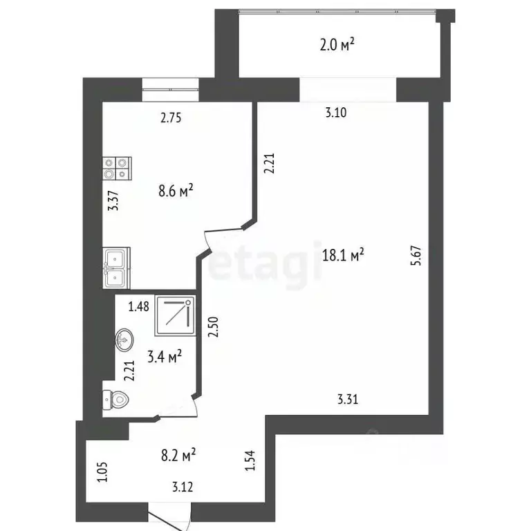 1-к кв. Крым, Евпатория ул. 9 Мая, 98 (40.3 м) - Фото 2