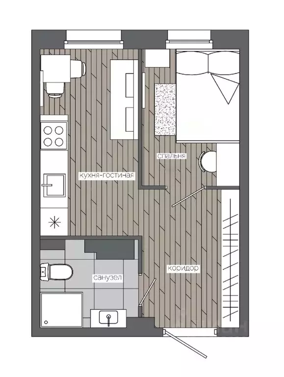 1-к кв. Ханты-Мансийский АО, Сургут 30А мкр,  (24.34 м) - Фото 0