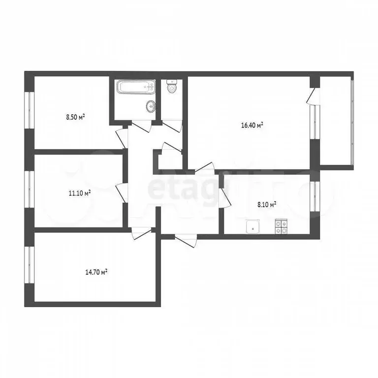 4-к. квартира, 76 м, 5/5 эт. - Фото 0