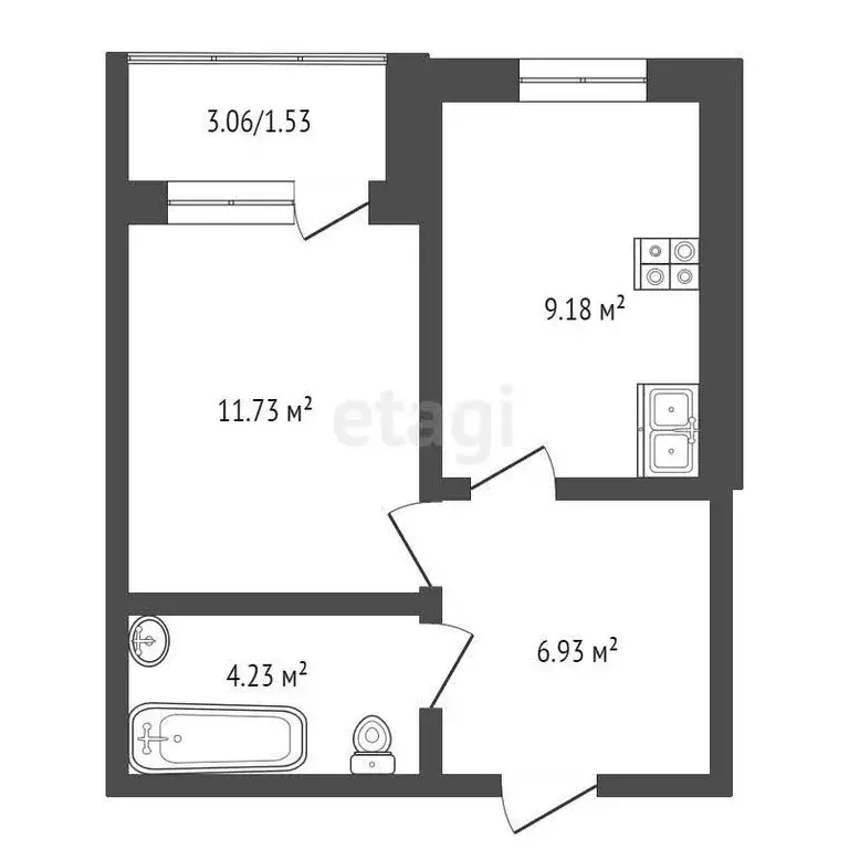 1-комнатная квартира: Щепкинское сельское поселение, посёлок ... - Фото 1