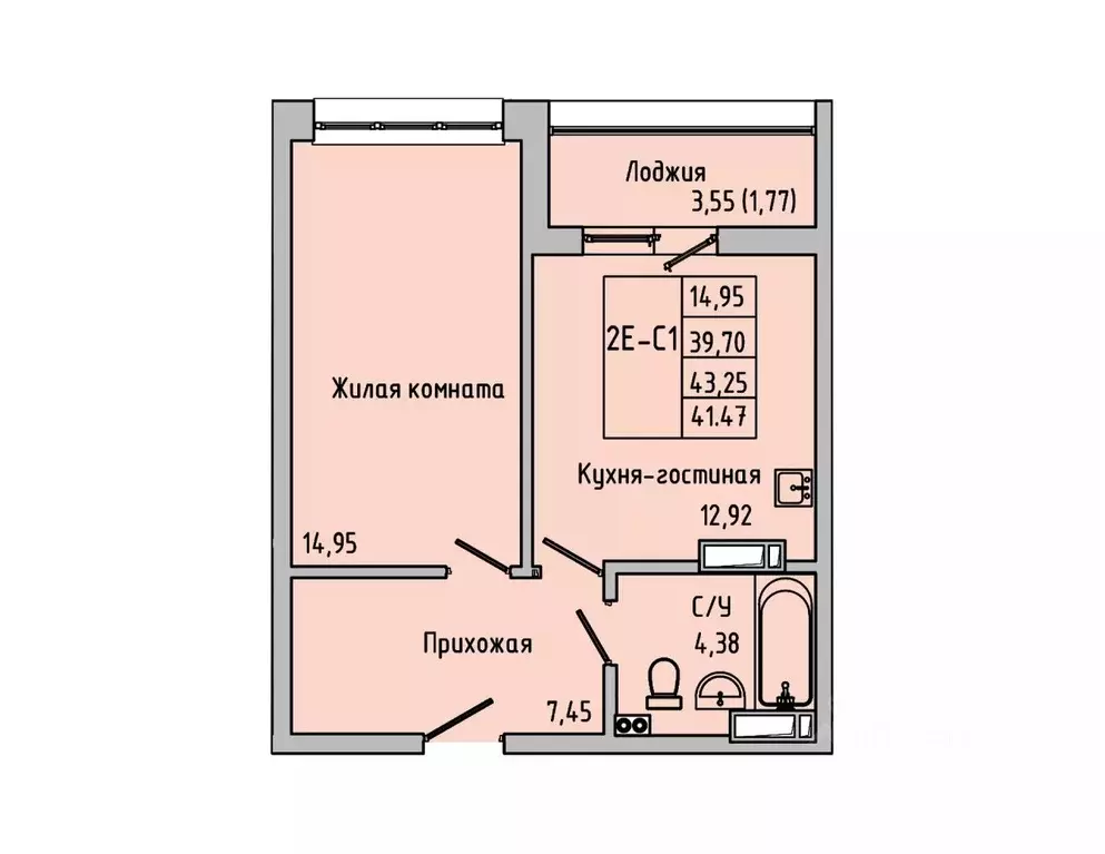 2-к кв. Ростовская область, Батайск ул. Луначарского, 180А (41.47 м) - Фото 0