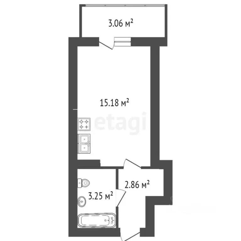 Студия Санкт-Петербург Планерная ул., 87к1 (22.3 м) - Фото 1