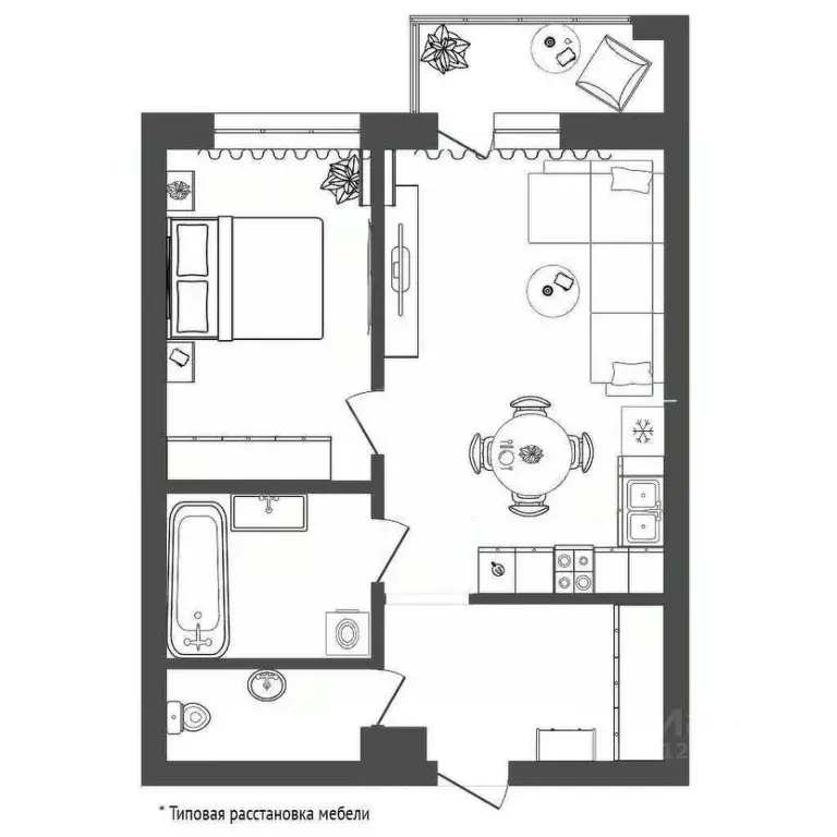 1-к кв. Хабаровский край, Хабаровск ул. Дикопольцева, 47/1к2 (45.6 м) - Фото 1