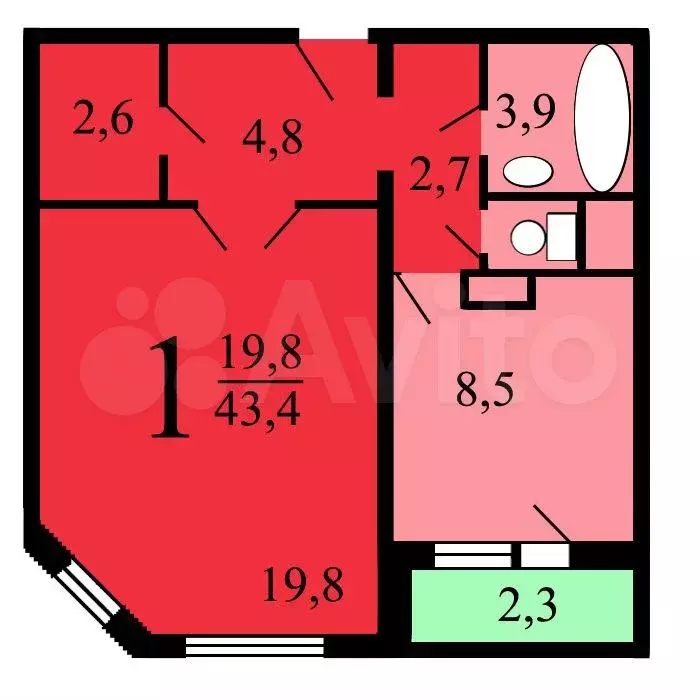 Аукцион: 1-к. квартира, 42,4 м, 14/17 эт. - Фото 0