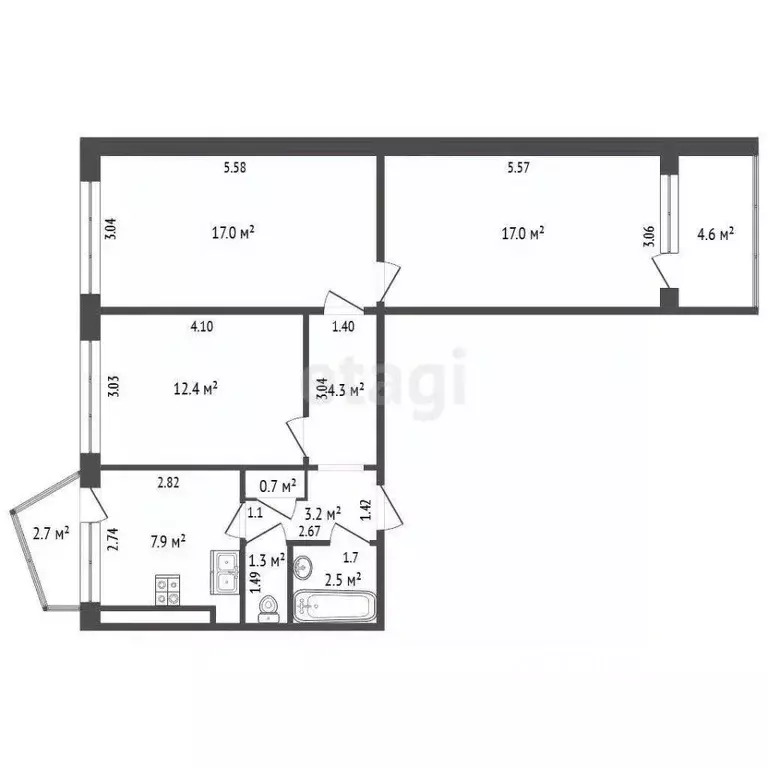 3-к кв. Самарская область, Самара ул. Георгия Димитрова, 112 (67.0 м) - Фото 2