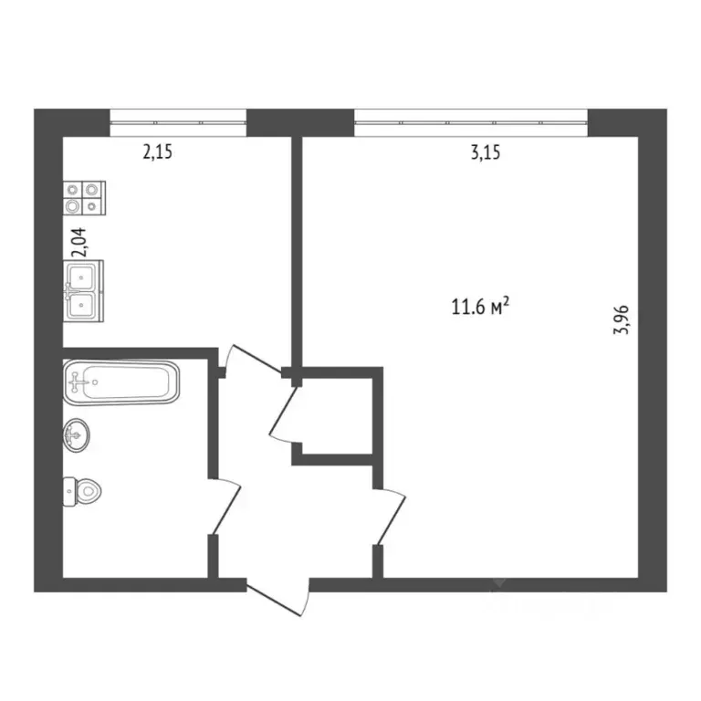 1-к кв. Тюменская область, Тюмень ул. Мельникайте, 80 (20.5 м) - Фото 1