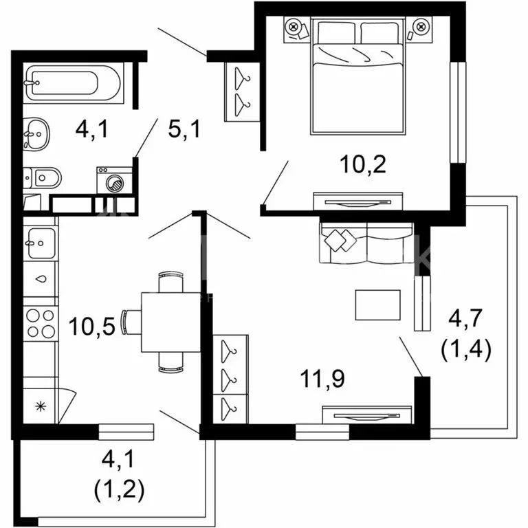 2-комнатная квартира: Сочи, улица Искры, 66/10 (44.4 м) - Фото 0