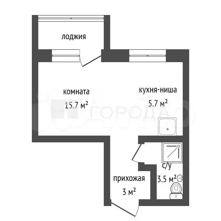 Квартира-студия, 30 м, 4/18 эт. - Фото 1