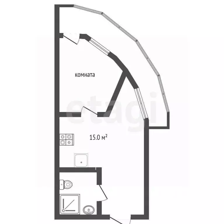 Студия Крым, Ялта ул. Дражинского, 45А (45.4 м) - Фото 1