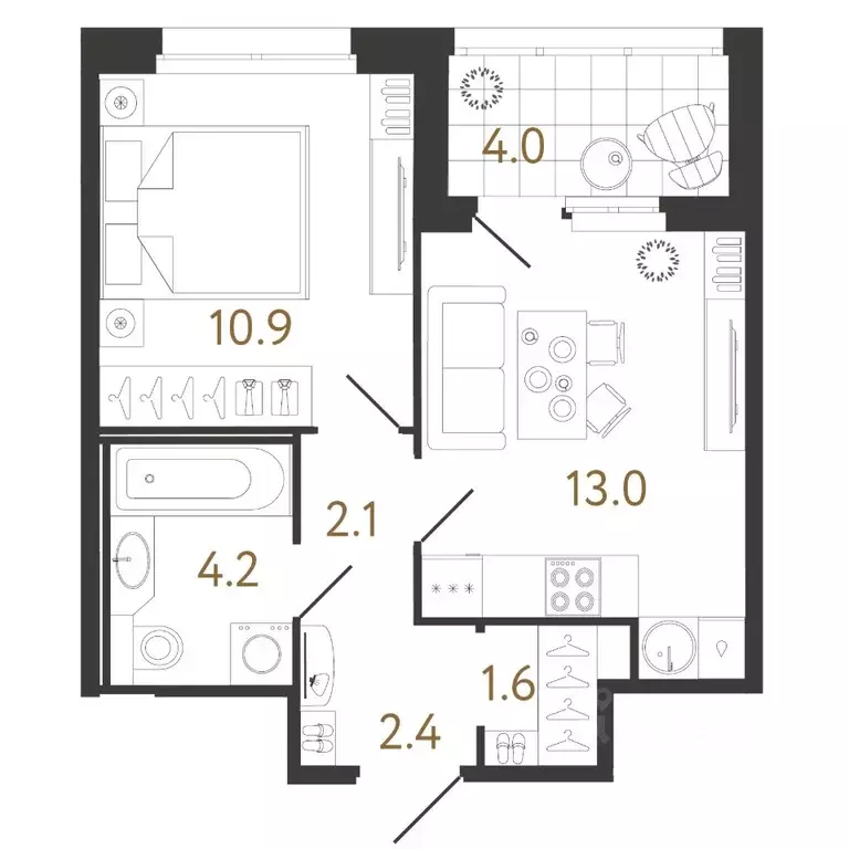 1-к кв. Санкт-Петербург ул. Бабушкина, 2 (34.2 м) - Фото 0