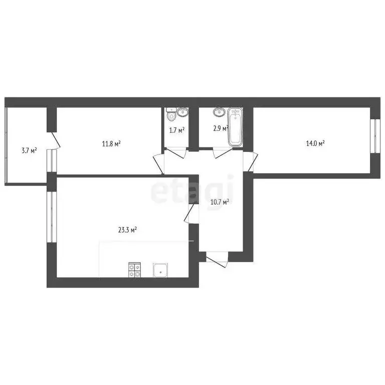 2-комнатная квартира: Тюмень, улица Ветеранов Труда, 9Ак4 (68.1 м) - Фото 0