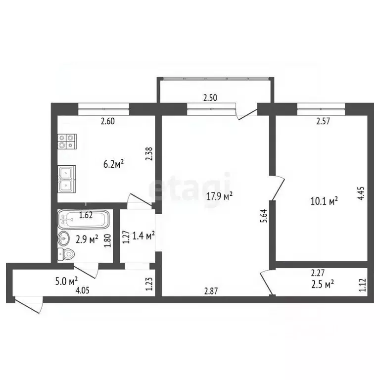 2-к кв. Калининградская область, Калининград Знойная ул., 1 (45.0 м) - Фото 1