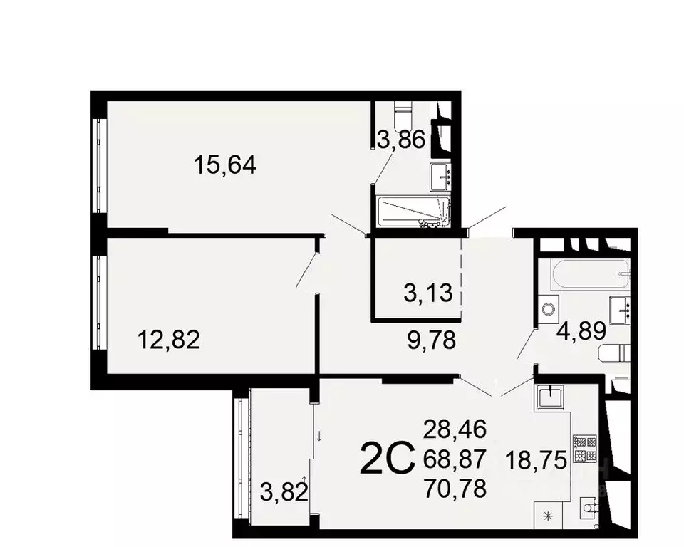 2-к кв. Рязанская область, Рязань Льговская ул., 10 (70.78 м) - Фото 2