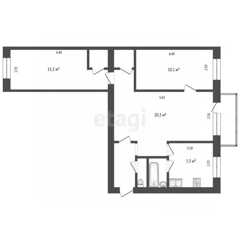 3-к кв. Тюменская область, Тюмень Холодильная ул., 132 (55.6 м) - Фото 0