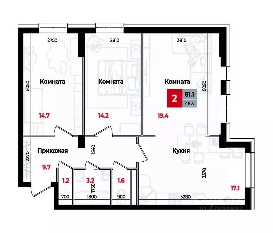 3-к кв. Ставропольский край, Невинномысск Новая ул., 1 (81.1 м) - Фото 1