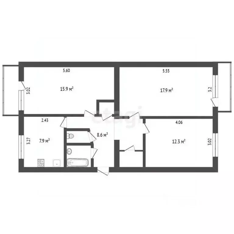 3-к кв. Камчатский край, Елизовский муниципальный округ, пос. ... - Фото 2