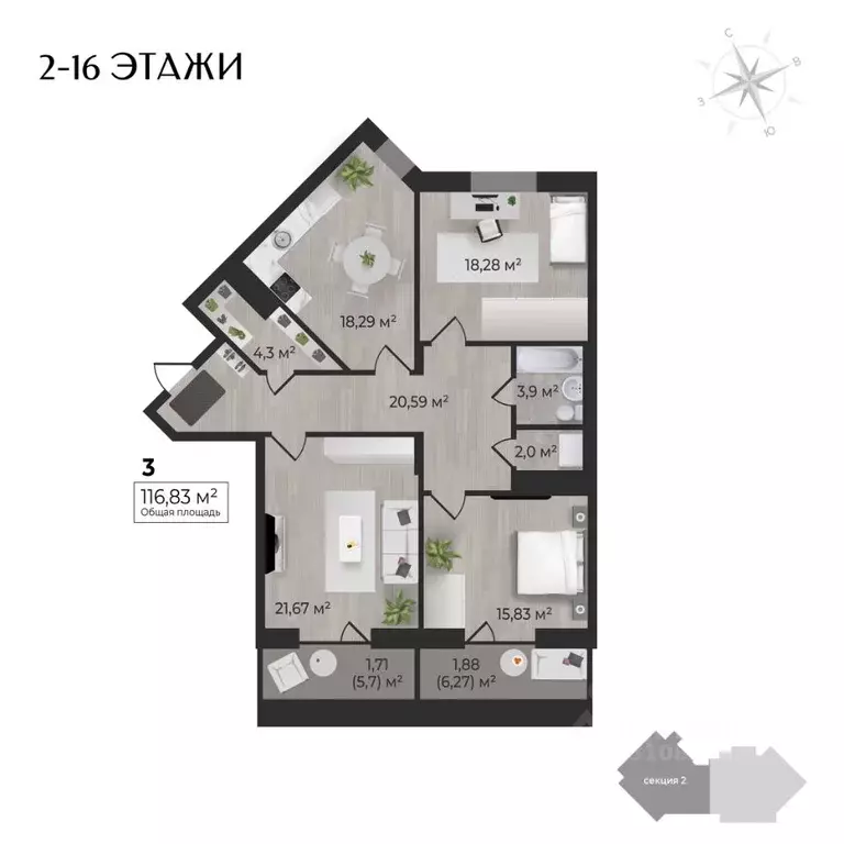 3-к кв. Удмуртия, Ижевск Камбарская ул., 3 (116.83 м) - Фото 0