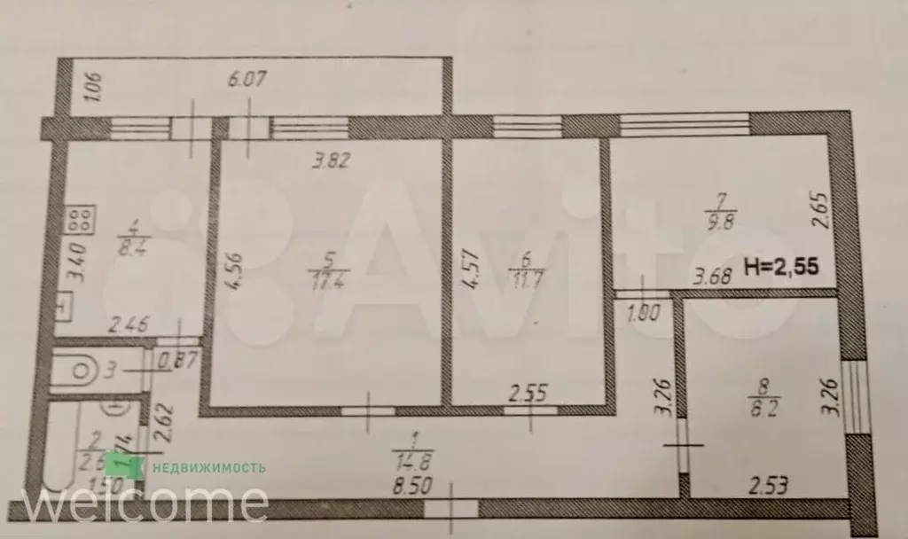 4-к. квартира, 74 м, 5/9 эт. - Фото 0