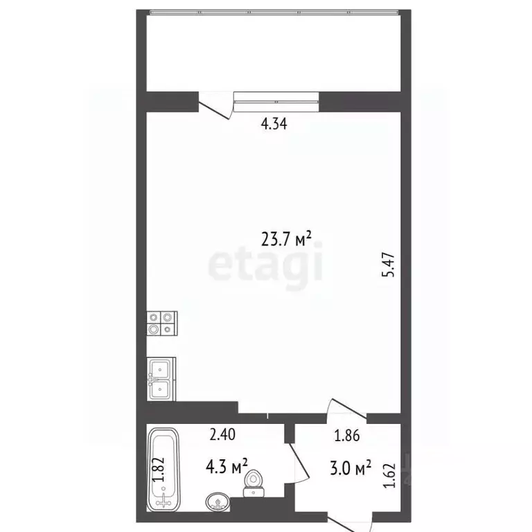 1-к кв. Челябинская область, Челябинск Университетская Набережная ул., ... - Фото 2