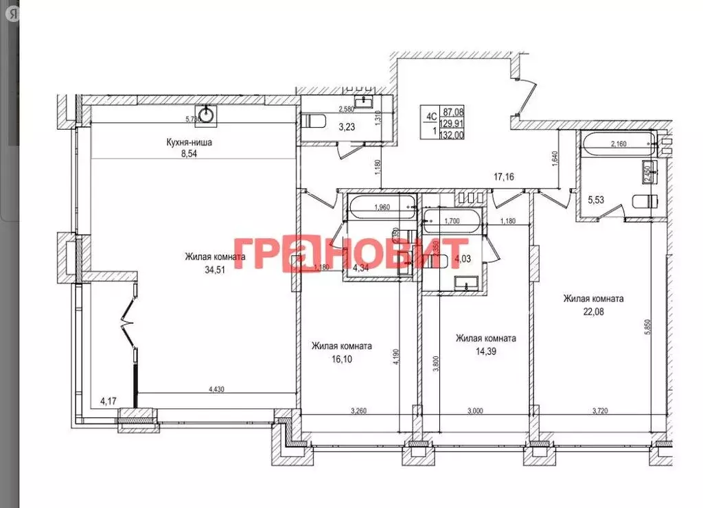 3-комнатная квартира: Новосибирск, улица Максима Горького, 10 (130 м) - Фото 0