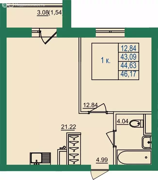 1-комнатная квартира: городской округ Владимир, посёлок ... - Фото 1